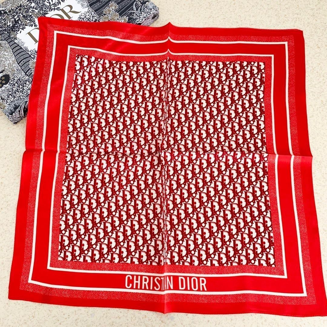 Dior Retro Embossed Square Silk Scarf for Women – product image 7