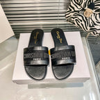 Dior Solid Colors Calfskin and Embroidered Cotton Slippers – slippers product image 11
