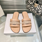 Dior Solid Colors Calfskin and Embroidered Cotton Slippers – slippers product image 2