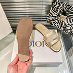 Dior Solid Colors Calfskin and Embroidered Cotton Slippers – slippers product image 22