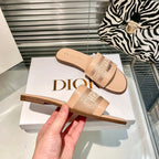 Dior Solid Colors Calfskin and Embroidered Cotton Slippers – slippers product image 23