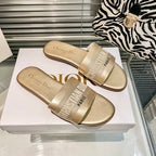 Dior Solid Colors Calfskin and Embroidered Cotton Slippers – slippers product image 3