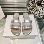 Dior Solid Colors Calfskin and Embroidered Cotton Slippers – slippers product image 4