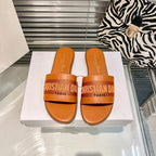 Dior Solid Colors Calfskin and Embroidered Cotton Slippers – slippers product image 5