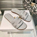 Dior Solid Colors Calfskin and Embroidered Cotton Slippers – slippers product image 6