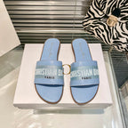Dior Solid Colors Calfskin and Embroidered Cotton Slippers – slippers product image 7