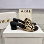 Dior Straw Embroidery Heeled Sandals – sandals product image 14