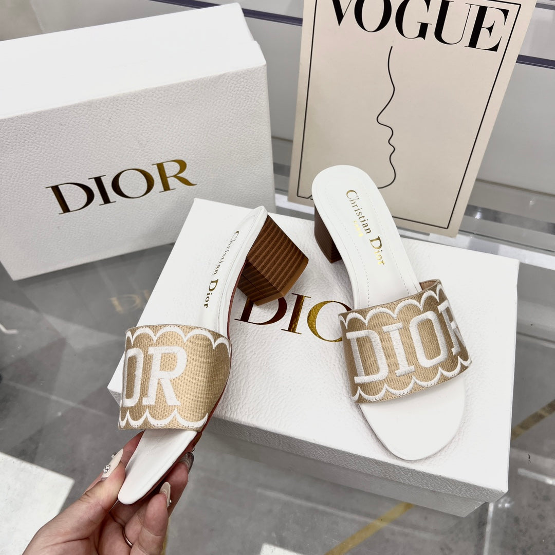 Dior Straw Embroidery Heeled Sandals – sandals product image 2