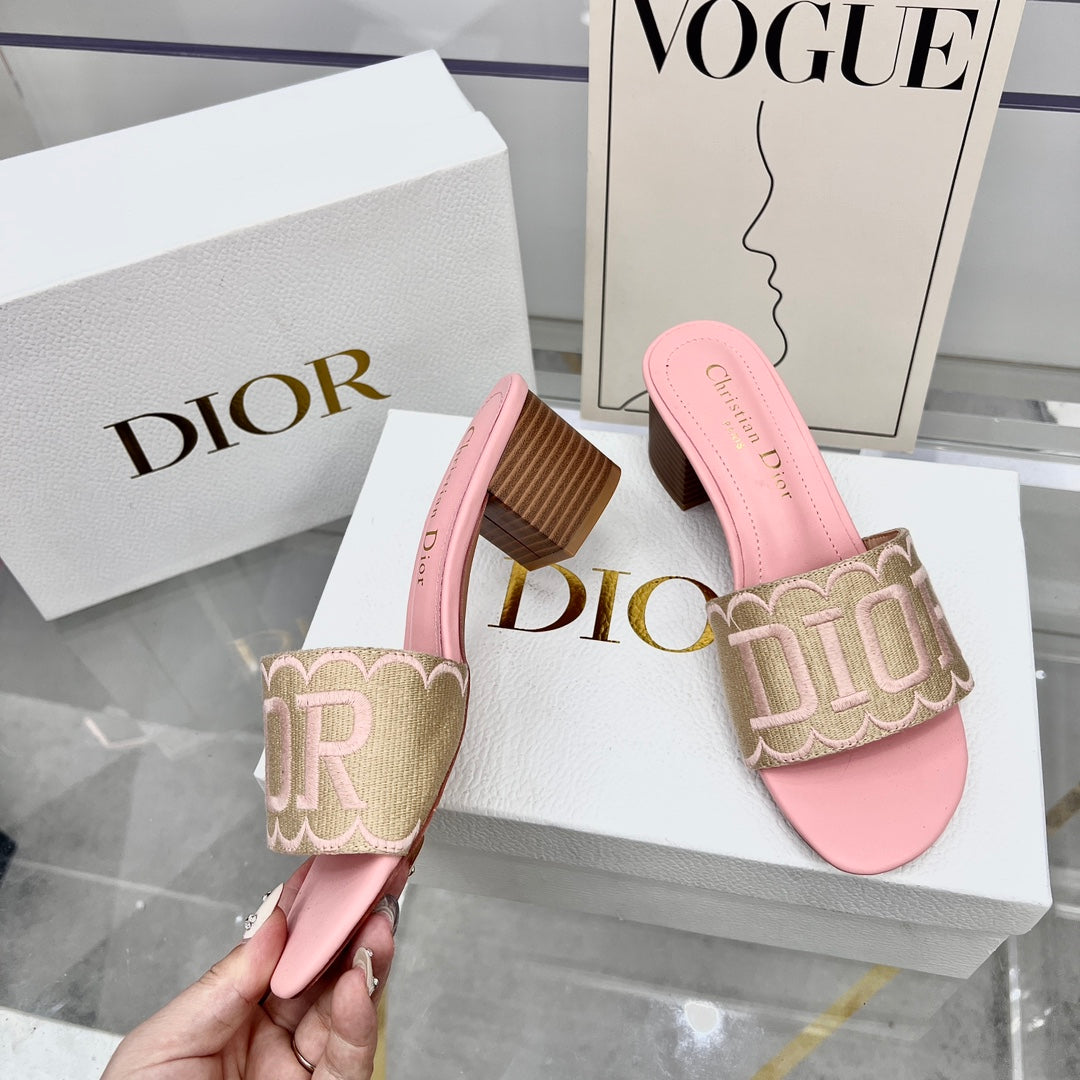Dior Straw Embroidery Heeled Sandals – sandals product image 4