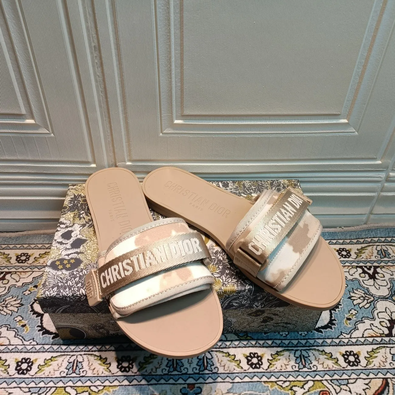 Dior Velcro Embossed Flat Slippers – slippers product image 10