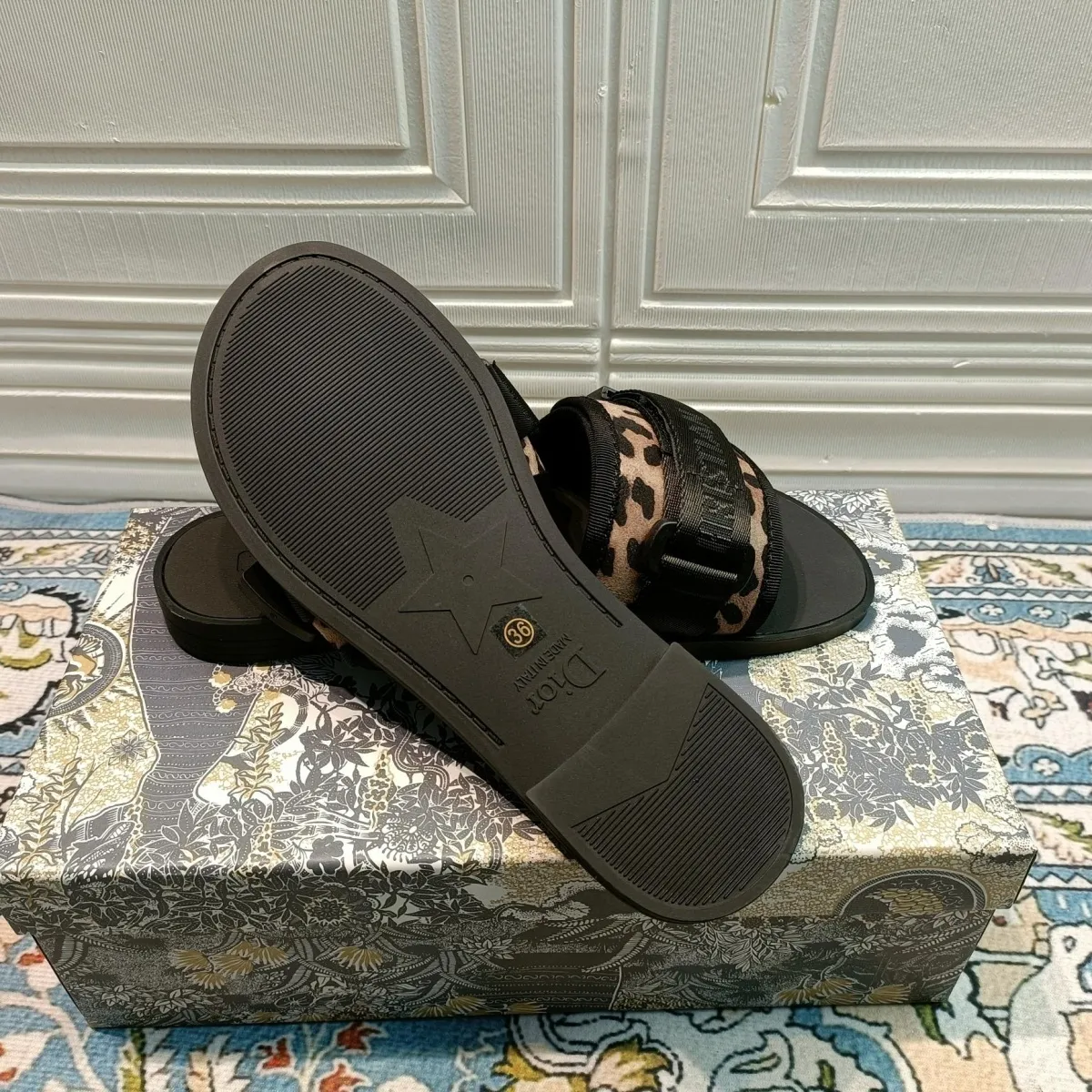 Dior Velcro Embossed Flat Slippers – slippers product image 13