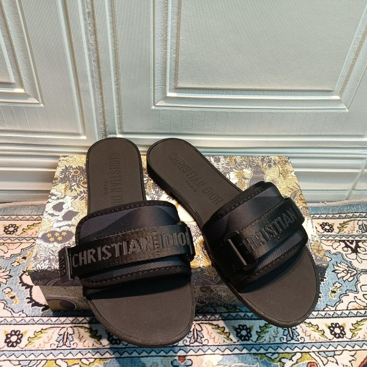 Dior Velcro Embossed Flat Slippers – slippers product image 6