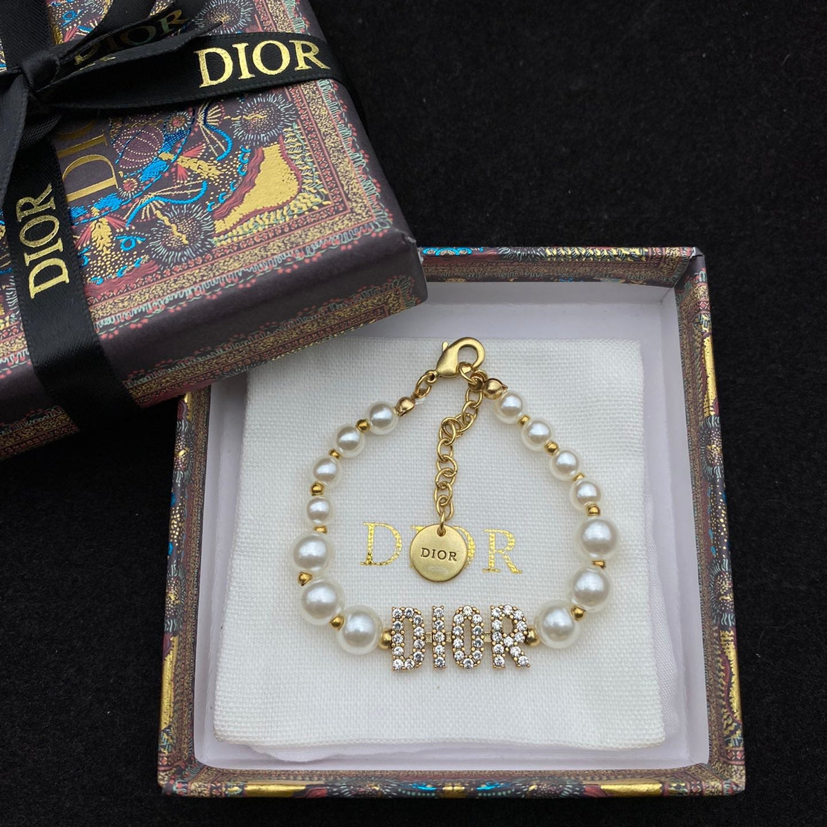 Dior Zircon Alphabet Pearl Bracelet – Luxury Jewelry – product image 1