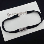 Dior Zircon Letter Velvet Choker Necklace – Luxury Designer Jewelry – product image 2