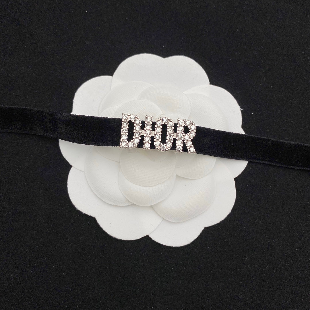 Dior Zircon Letter Velvet Choker Necklace – Luxury Designer Jewelry – product image 3