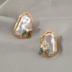 Elegant Hand-Wound Baroque Pearl Butterfly Stud Earrings