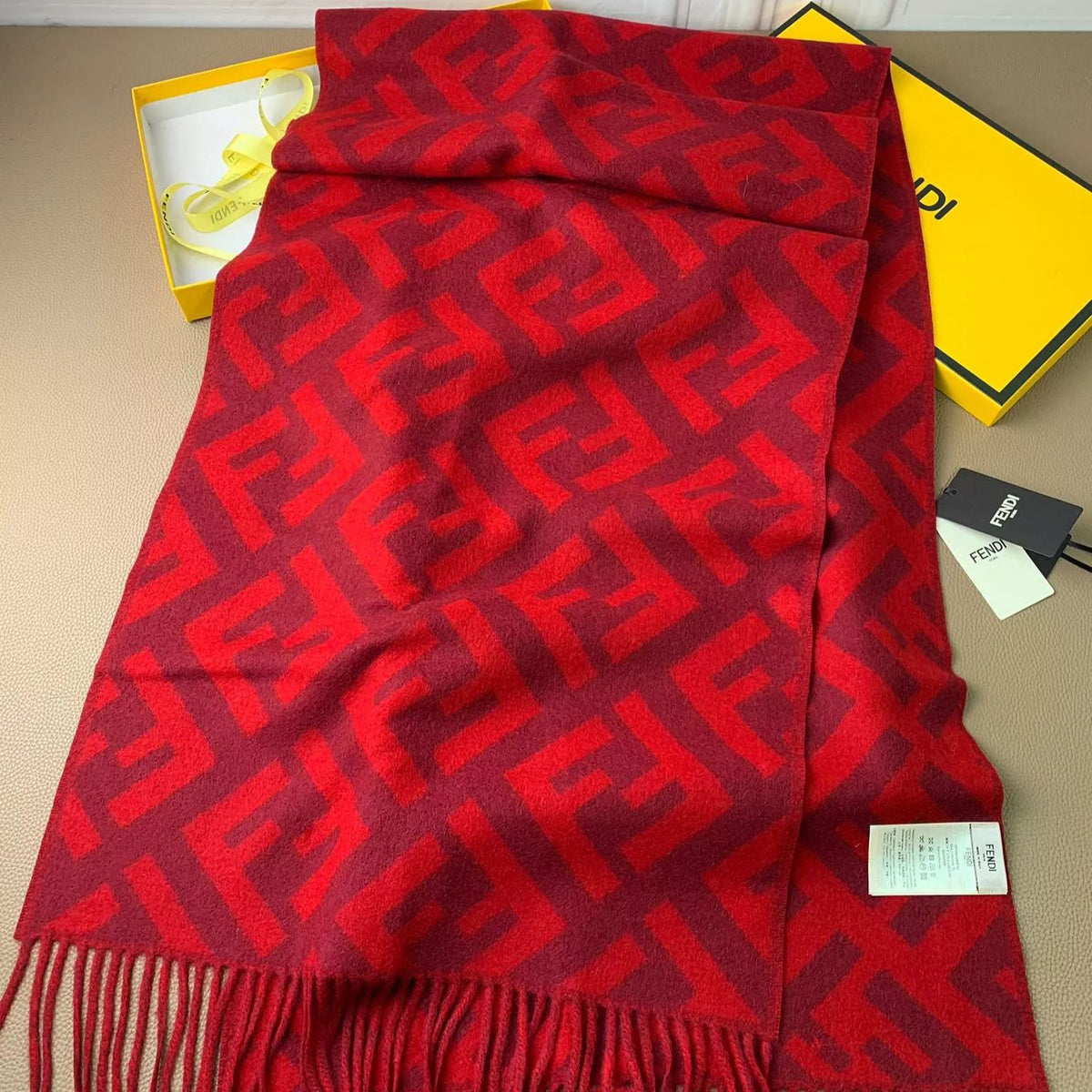 Fendi Cashmere 2-Color Classic FF Tassel Scarf for Women – product image 14