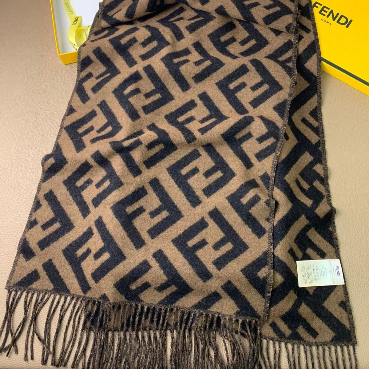 Fendi Cashmere 2-Color Classic FF Tassel Scarf for Women – product image 8