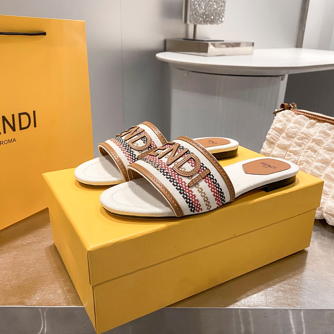 Fendi Embroidered Letters Flat Slippers – slippers product image 10