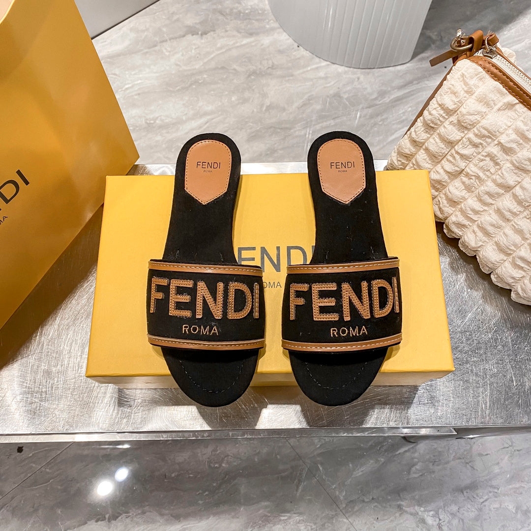 Fendi Embroidered Letters Flat Slippers – slippers product image 11