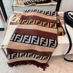 Fendi FF Monogram Cashmere Fringed Scarf Shawl for Women – product image 1