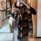 Fendi FF Monogram Cashmere Fringed Scarf Shawl for Women – product image 17