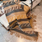 Fendi FF Monogram Cashmere Fringed Scarf Shawl for Women – product image 2