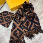 Fendi FF Monogram Cashmere Scarf Hat Set for Women – product image 10