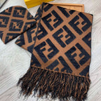 Fendi FF Monogram Cashmere Scarf Hat Set for Women – product image 5