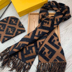 Fendi FF Monogram Cashmere Scarf Hat Set for Women – product image 8