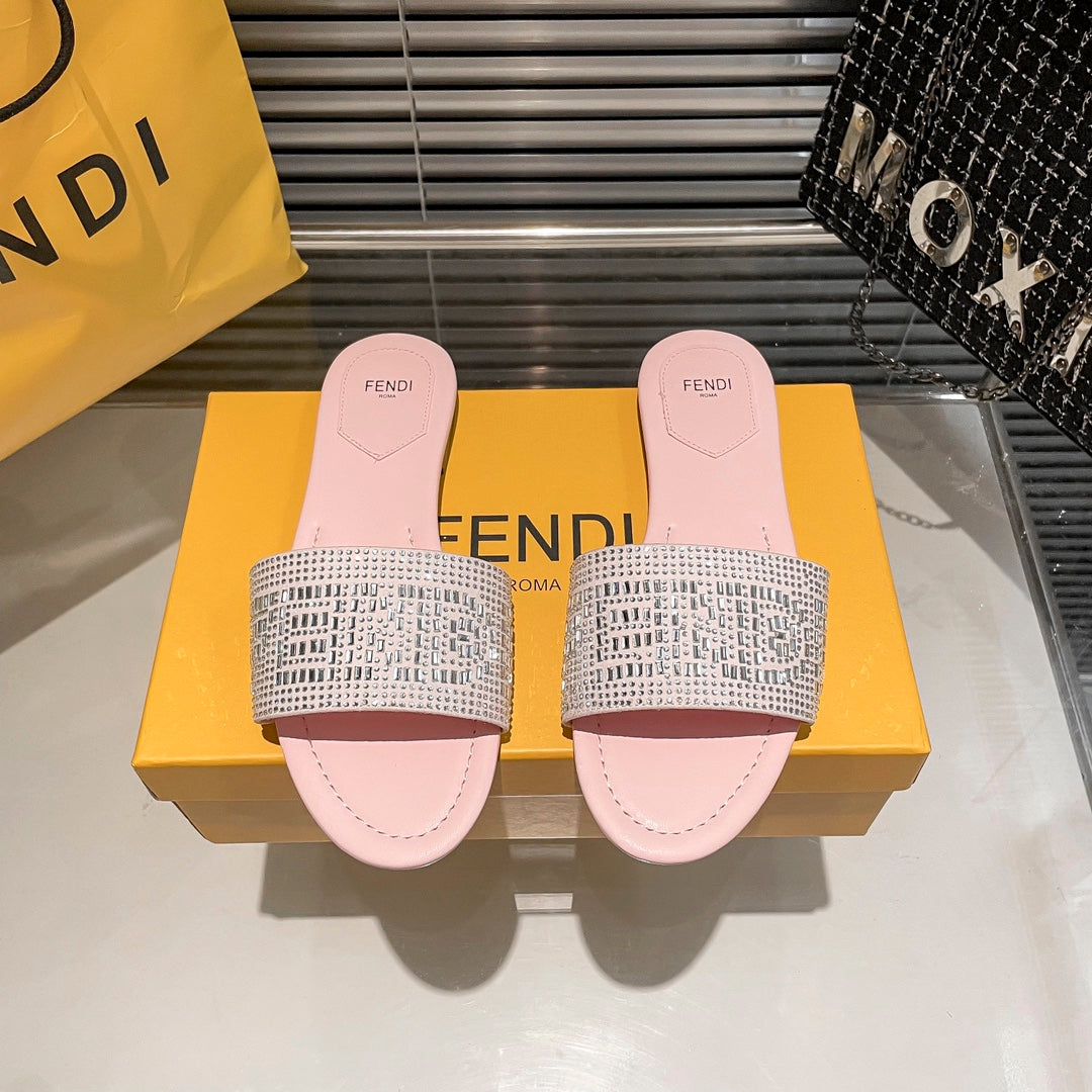 Fendi Full Diamond Flat Slippers – slippers product image 1