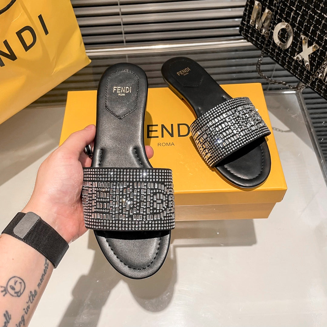 Fendi Full Diamond Flat Slippers – slippers product image 16