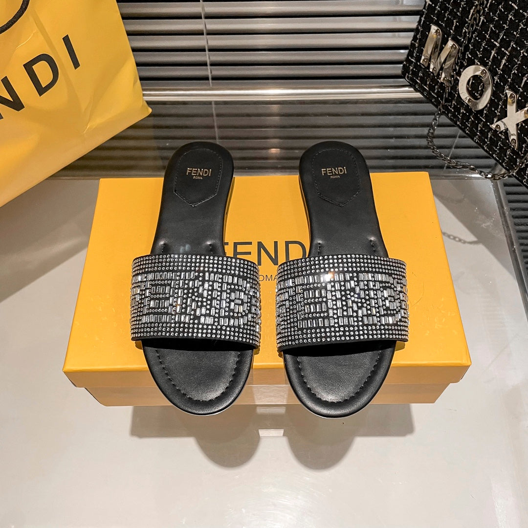 Fendi Full Diamond Flat Slippers – slippers product image 5