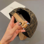 FENDI Logo Jacquard Leather Baseball Cap with comfortable adjustable fit