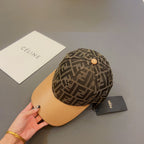 Back view of FENDI Logo Jacquard Leather Baseball Cap with adjustable closure