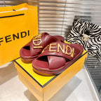 Fendi Metal Letters Leather Comfortable Slippers – slippers product image 10