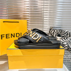 Fendi Metal Letters Leather Comfortable Slippers – slippers product image 11