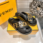 Fendi Metal Letters Leather Comfortable Slippers – slippers product image 12