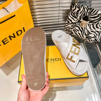Fendi Metal Letters Leather Comfortable Slippers – slippers product image 14