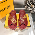 Fendi Metal Letters Leather Comfortable Slippers – slippers product image 3