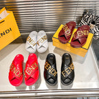 Fendi Metal Letters Leather Comfortable Slippers – slippers product image 9