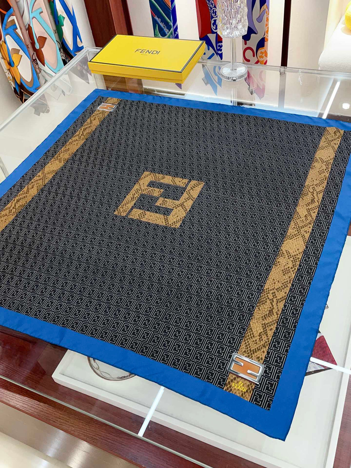 Fendi Retro Pattern Square Silk Scarf for Women – product image 2
