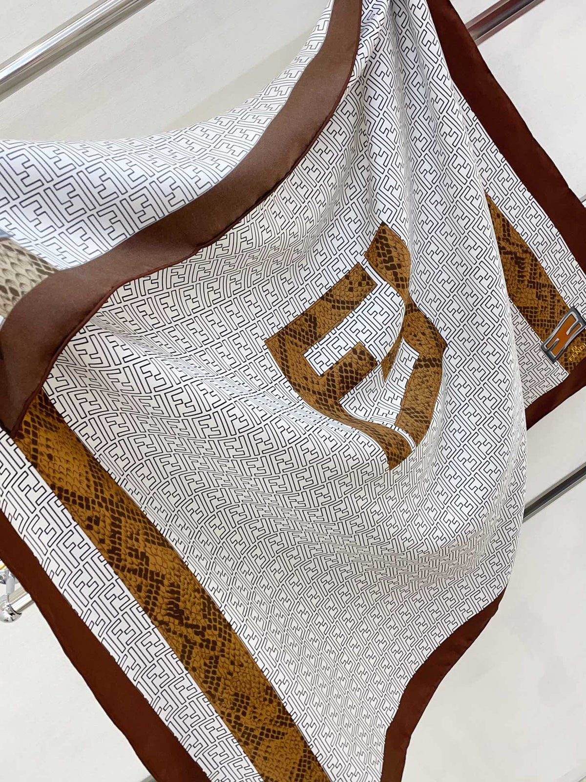 Fendi Retro Pattern Square Silk Scarf for Women – product image 5