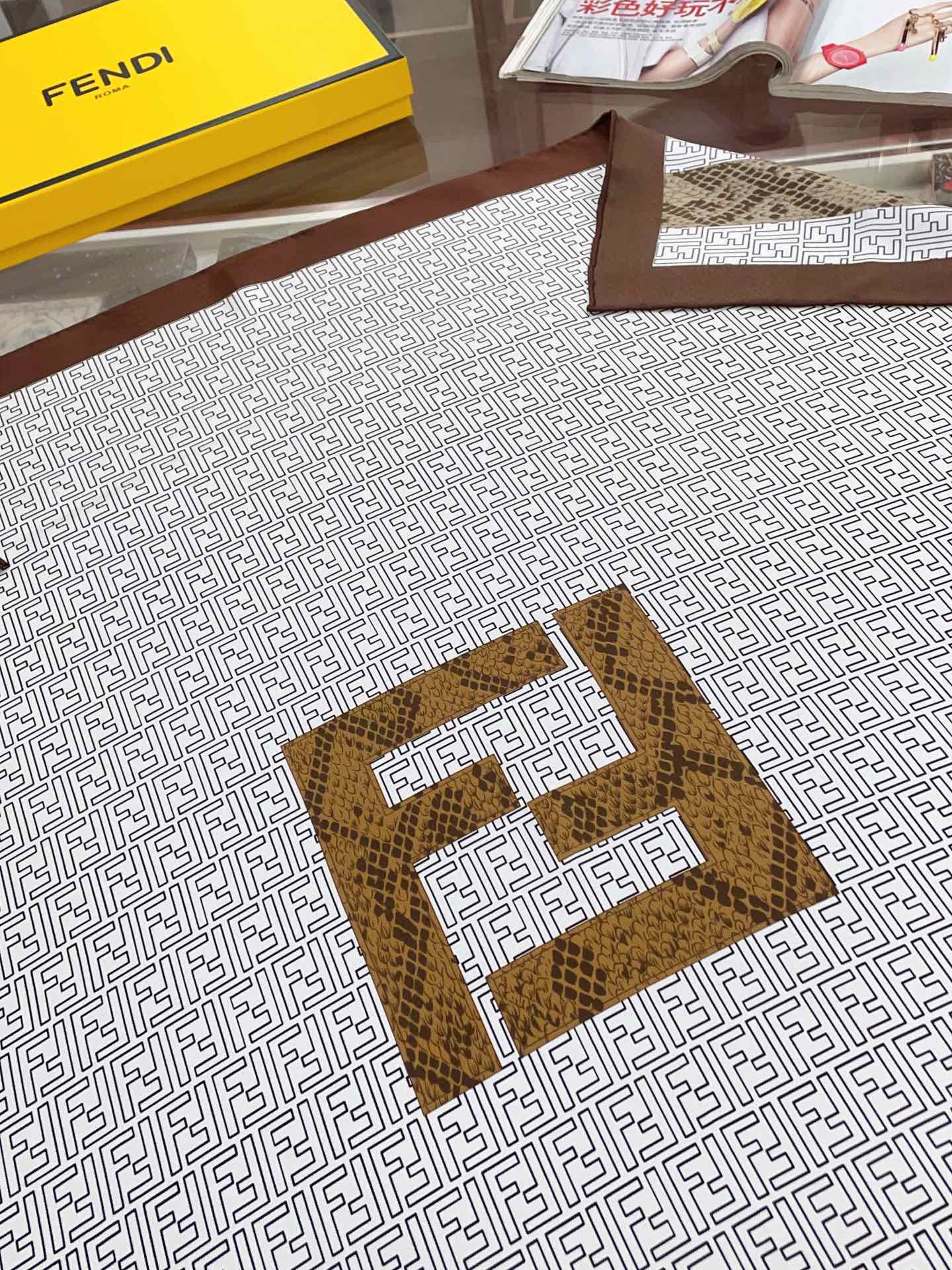 Fendi Retro Pattern Square Silk Scarf for Women – product image 6