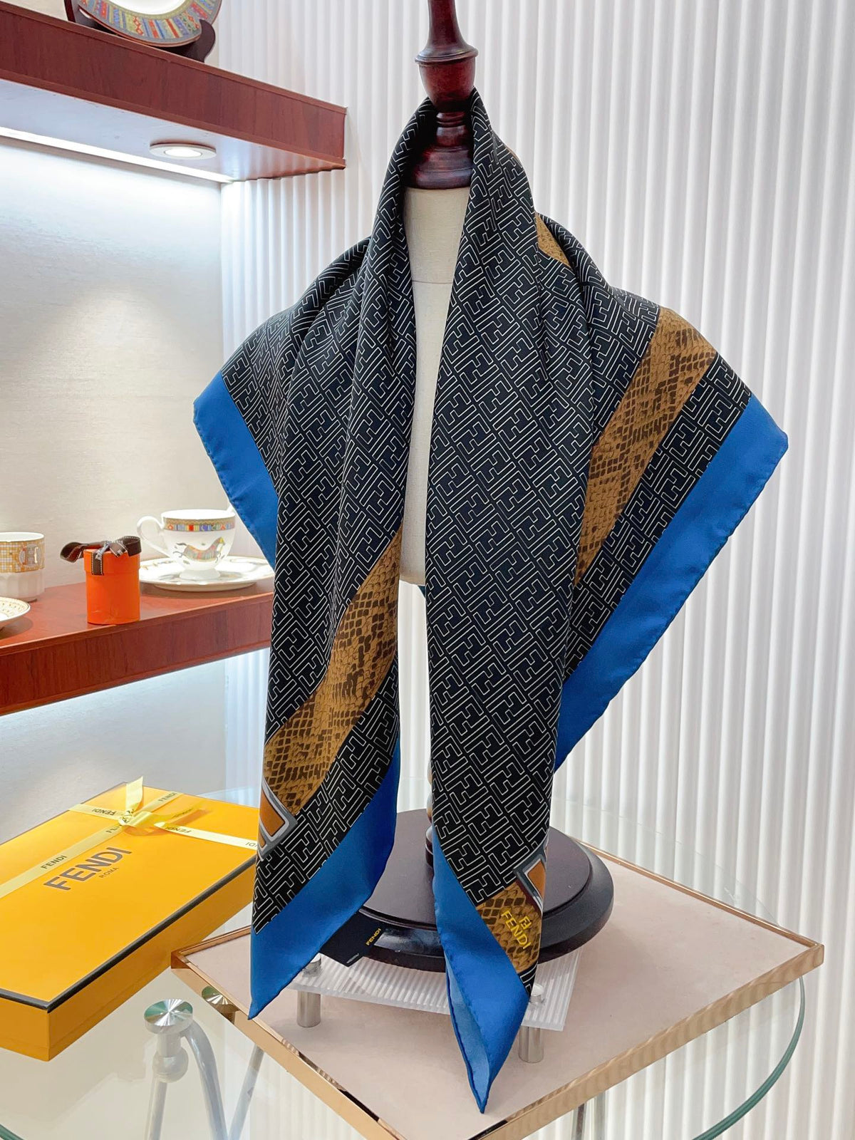 Fendi Retro Pattern Square Silk Scarf for Women – product image 9