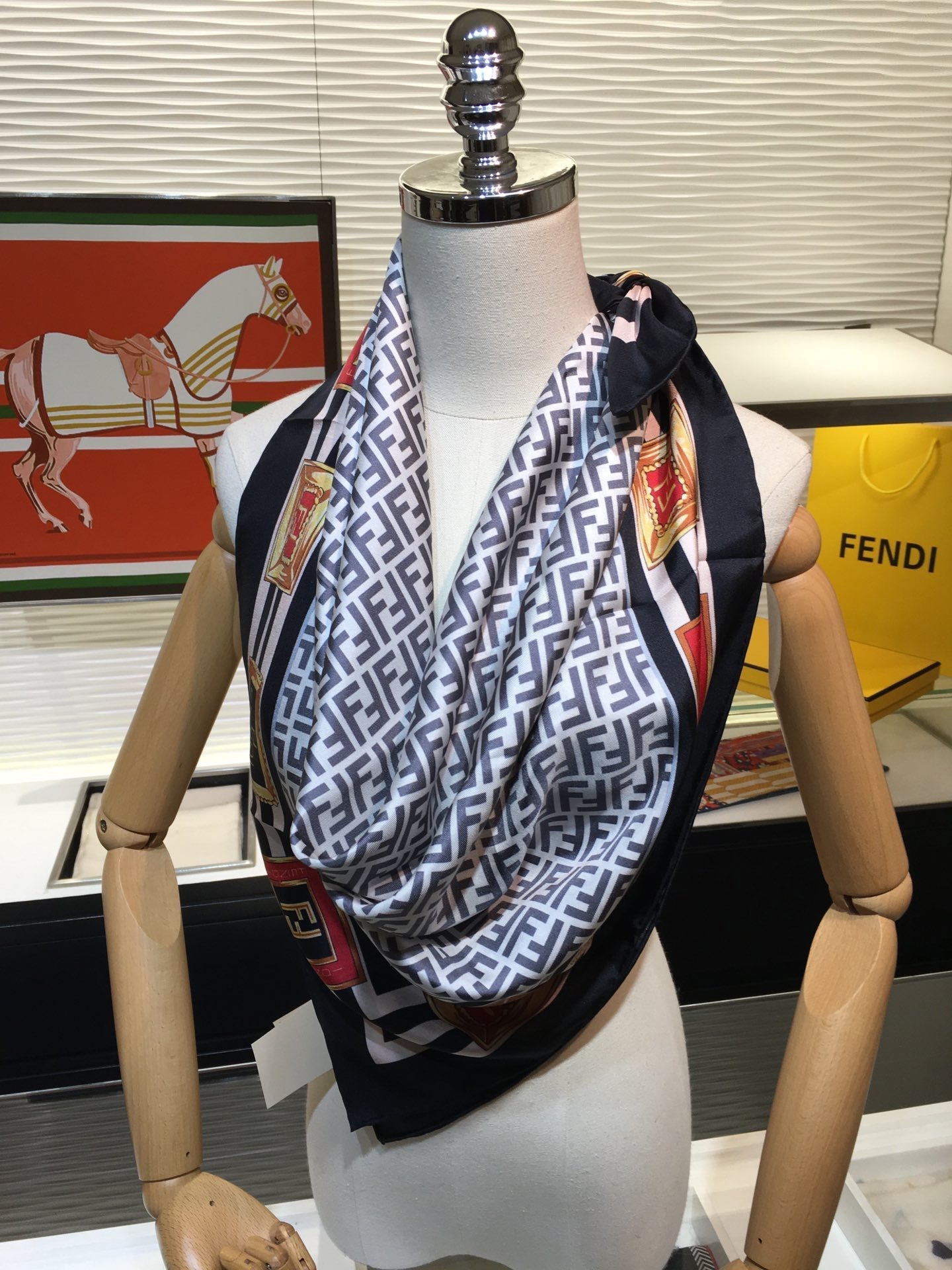 Fendi Twill Silk Emblem Print Square Scarf for Women – product image 13