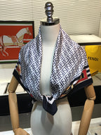 Fendi Twill Silk Emblem Print Square Scarf for Women – product image 14