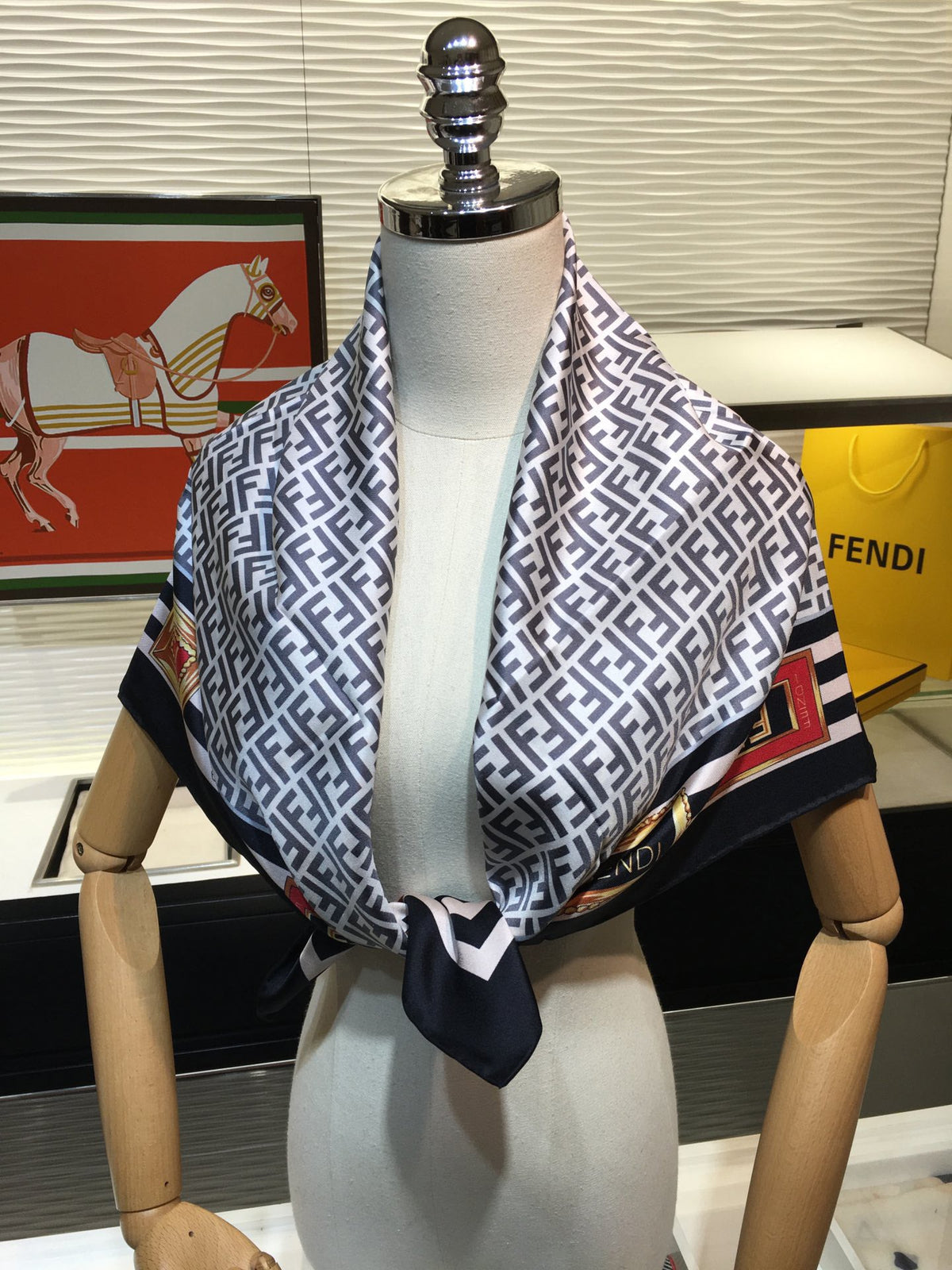 Fendi Twill Silk Emblem Print Square Scarf for Women – product image 14