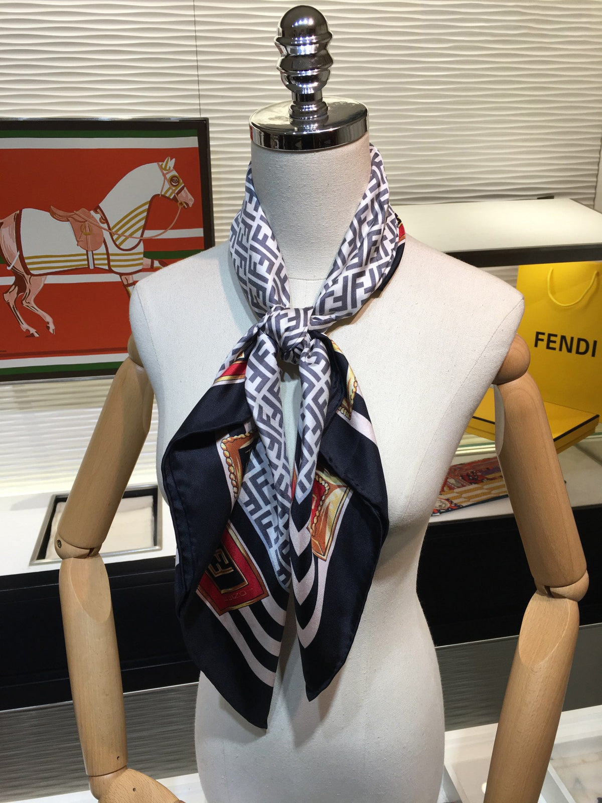 Fendi Twill Silk Emblem Print Square Scarf for Women – product image 15