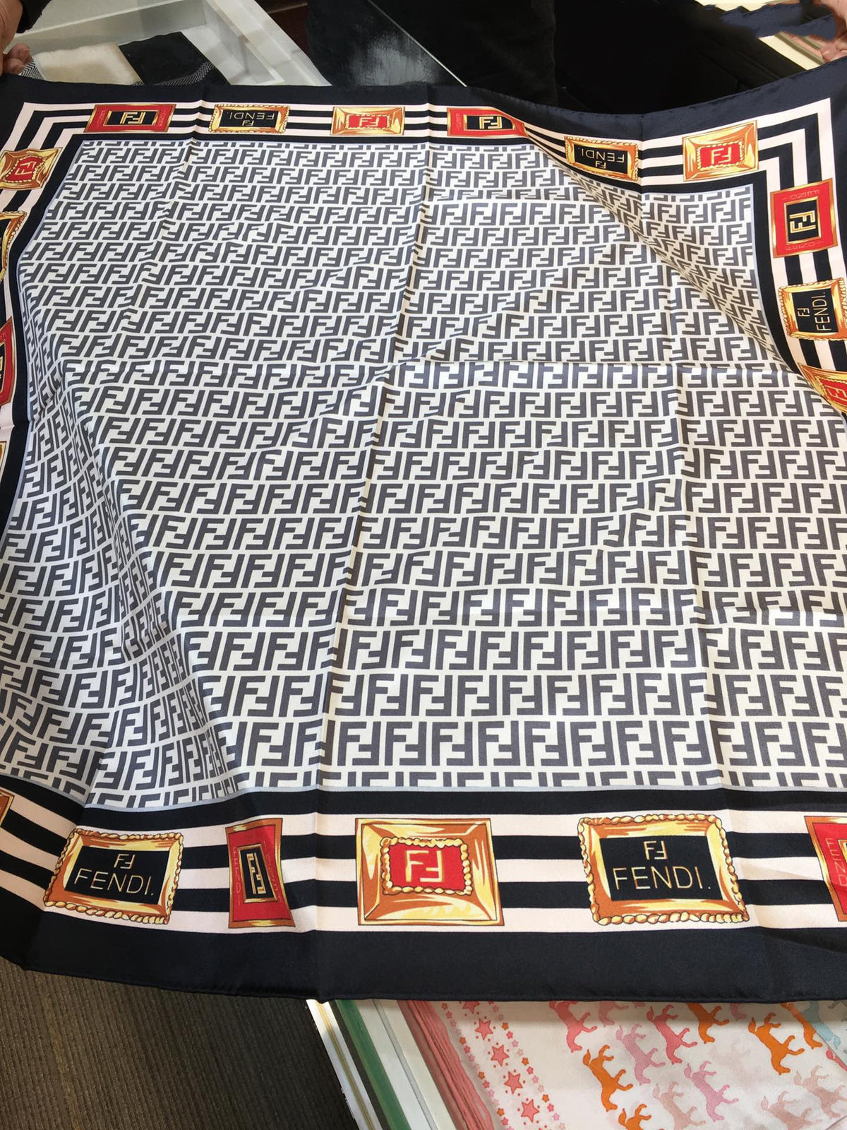 Fendi Twill Silk Emblem Print Square Scarf for Women – product image 4